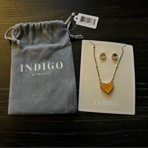 Indigo Gold Heart Necklace Set